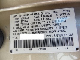 2006 ACURA TL GOLD 3.2L AT A17660